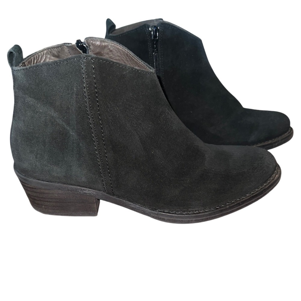 Marroqui Sanchez Black Suede Ankle Boots Made in Spain Size 38 Low Block Heel